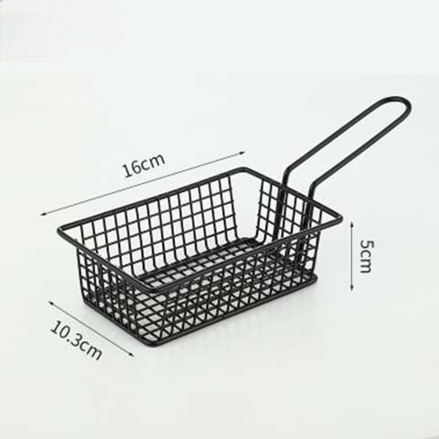 American Stainless Steel French Fries Basket Fried Chicken Snack Basket Fried Western Restaurant Snack Platter: Rectangular basket
