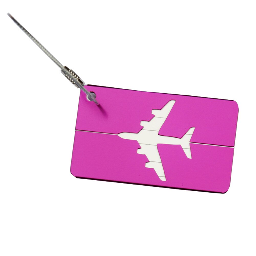 Reizen Aluminium Vliegtuig Kofferlabels Koffer Label Naam Adres Id Bagagelabel: Purple