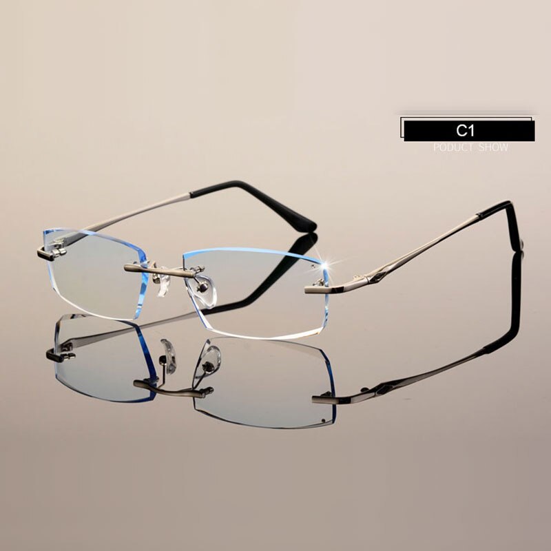 Männer Brillen C001 Diamant Trimmen Schneiden Randlose Brillen Optische Gläser Rahmen für Mann Brille: C1