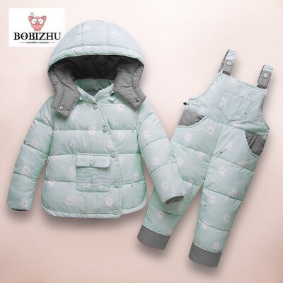 Garçon fille hiver ensemble enfants duvet d'oie 95% + enfant en bas âge manteau à capuche motif quatre couleurs épaissi 1-3 ans bébé hiver Ski Suit
