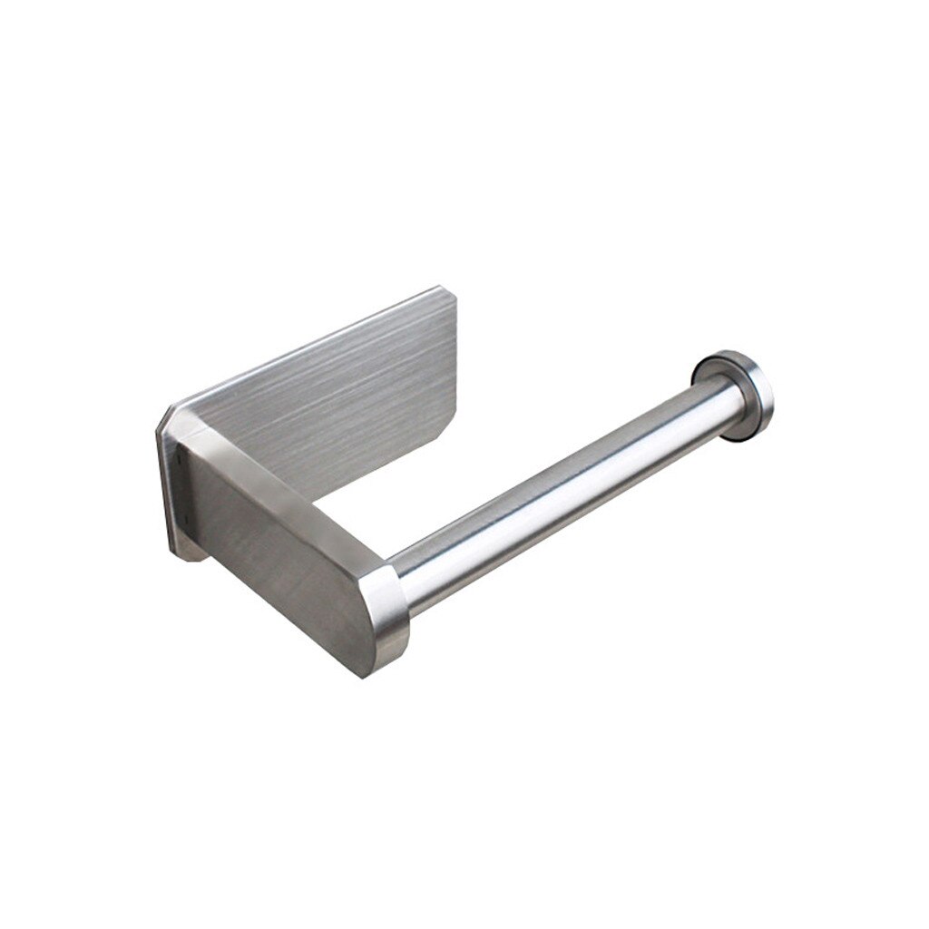 Portarrollos de baño autoadhesivo, soporte de papel higiénico para pegar en la pared, de acero inoxidable cepillado, estante de papel higiénico para el hogar: Default Title