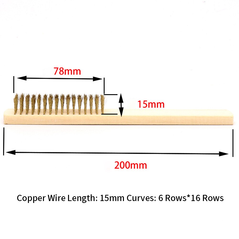 Rust Removal Long Durable Practical Polishing Grinding Multipurpose Cleaning Tools Wooden Handle Portable 6x16 Row Wire Brush