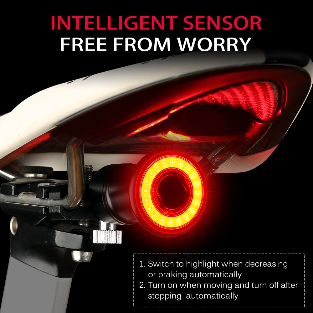 Fiets Intelligente Sensor Remlichten Fietsen Fiets Achterlicht Usb Opladen Mtb Road Waterdichte Achter Fiets Licht Zaklamp