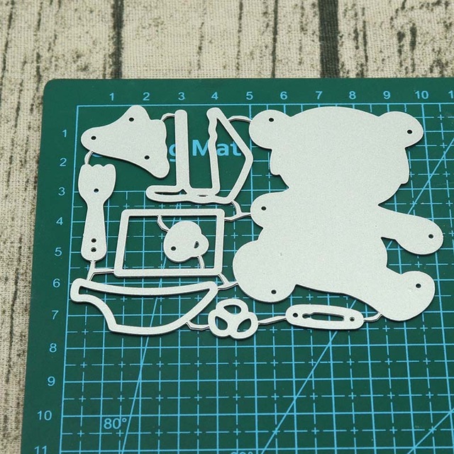 Mai bañera y bebé oso Metal troqueles de corte, plantillas para álbum de fotos grabado decorativo Tarjeta de papel para manualidades