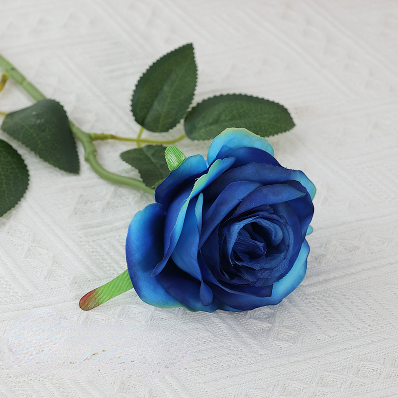 Kunstmatige Rose Takken Zijden Nep Bloemen Bruiloft Fotografie Boeket Thuis Woonkamer Tuin Rood Geel Zwarte Rozen Decoratie: LIGHT BLUE