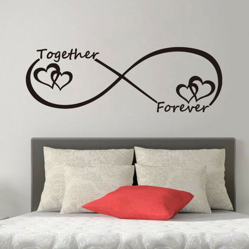 Tofok Together Forever Love Heart Romantic Quotes Wall Sticker For Bedroom Living Room Wallpaper Art Mural Decal Home Decoration