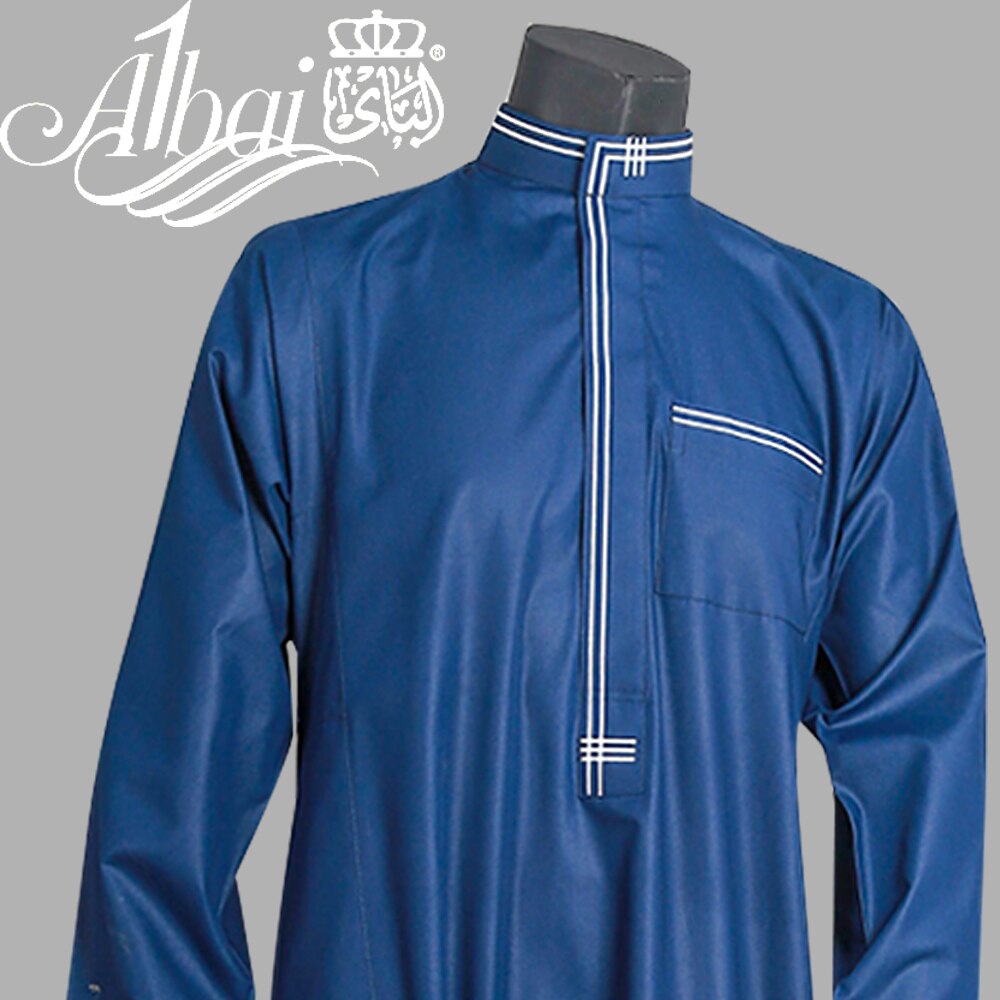 Mænd islamisk arabisk muslim kaftan stå krave korte ærmer lommer retro løse kapper mellemøstlige solid mænd jubba
