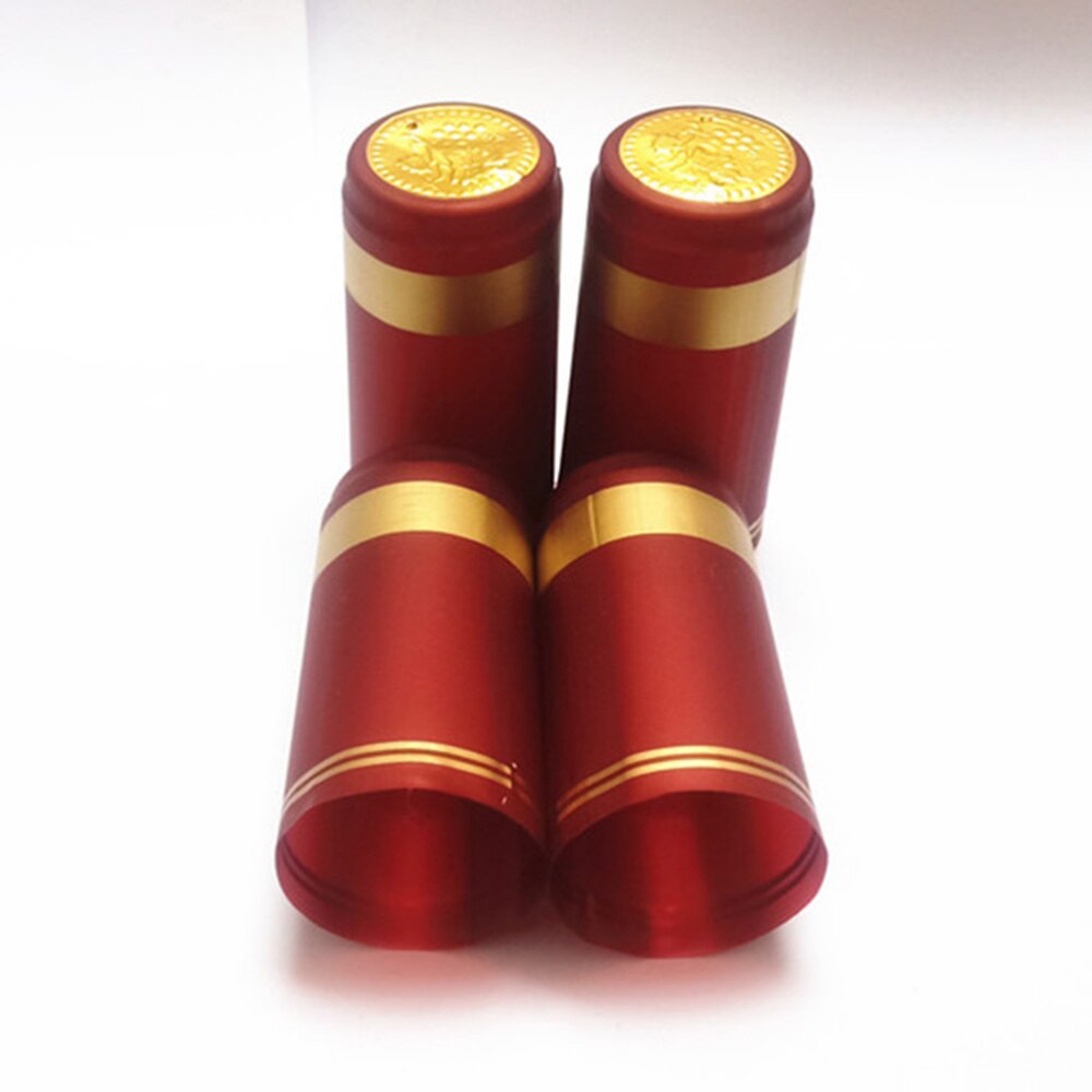 100Pcs Krimpkous Capsules Wijn Fles Capsules Wijn Krimpkous Cap Wijn Krimpfolie Wrap Voor Rechte Mond Fles (Rood,