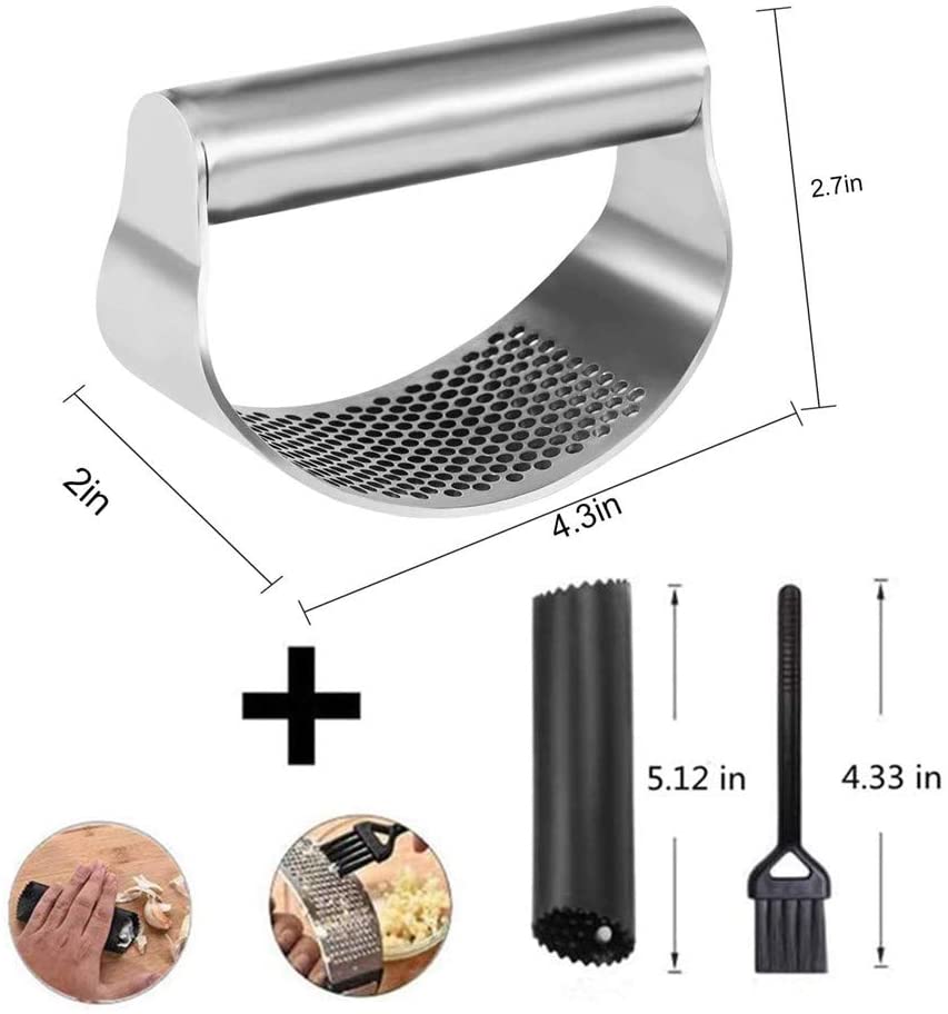 Stainless Steel Garlic Press Rocker Roller Slice Manual Ginger Garlic Crusher Mincer Squeezer Cooking Tool Kitchen Gadgets