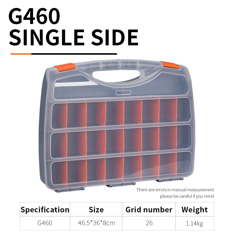 GREENER Plastic Portable Parts Box Screw Storage Box Metal Parts Hardware Tool Screwdriver Auto Repair Divided Material Tool Box: Single-sided medium