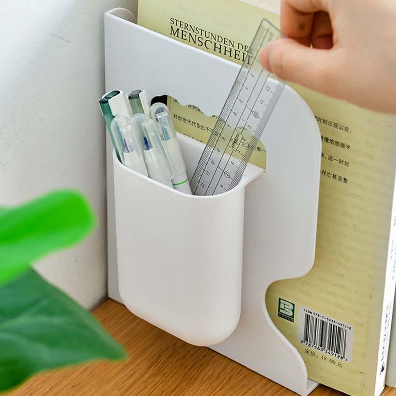 2-i-1 Justerbar Bogholder Bogstøtter med Penneholder Studenter Skrivebord Magasin Filholder Organizer Kontorstander