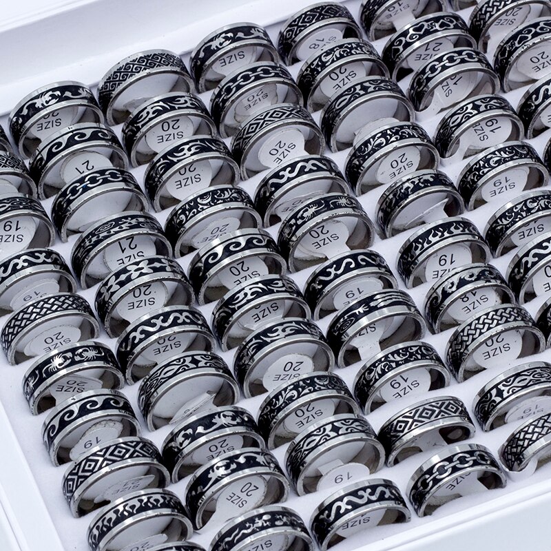 24 stuks/set gemengde roestvrijstalen ringen heren sieraden bohemian vintage grote punk ring voor feestjes