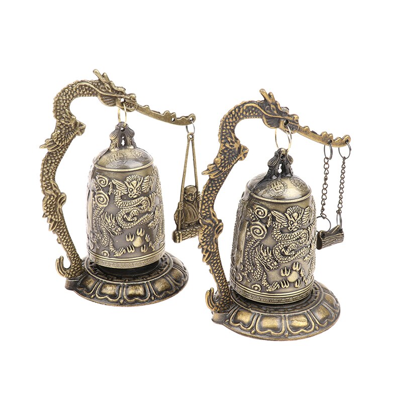 Luck Feng Shui Ornament Woondecoratie Beeldjes China Bell Decor Metalen Bel Gesneden Dragon Boeddhistische Klok Goede