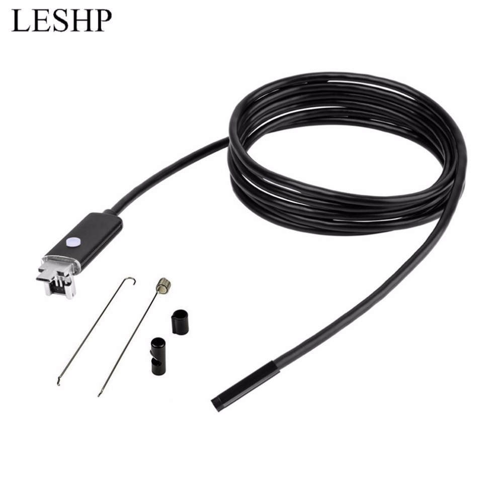 2 in 1 2M 7mm Lens USB Inspection Camera Waterproof 6 LEDs Mini USB Endoscope Borescope Tube For Android PC Computer