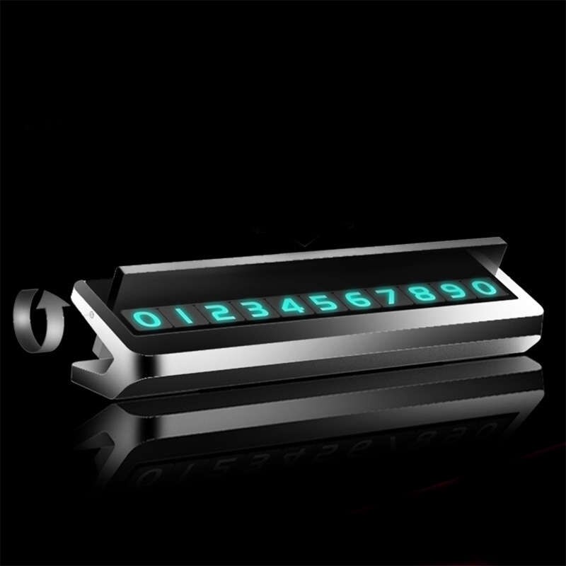 Mode Metalen Auto Tijdelijke Parkeerkaart Plaat Met Luminious Nachtlampje Hideable Auto Telefoon Telefoonnummer Card Auto Styling