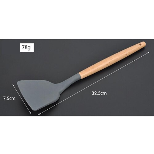 8 Soorten Zwarte Siliconen Hout Spatel hittebestendig Soeplepel non-stick Speciale Koken Schop Voor Keuken gereedschap 10100C: Friend Shovel