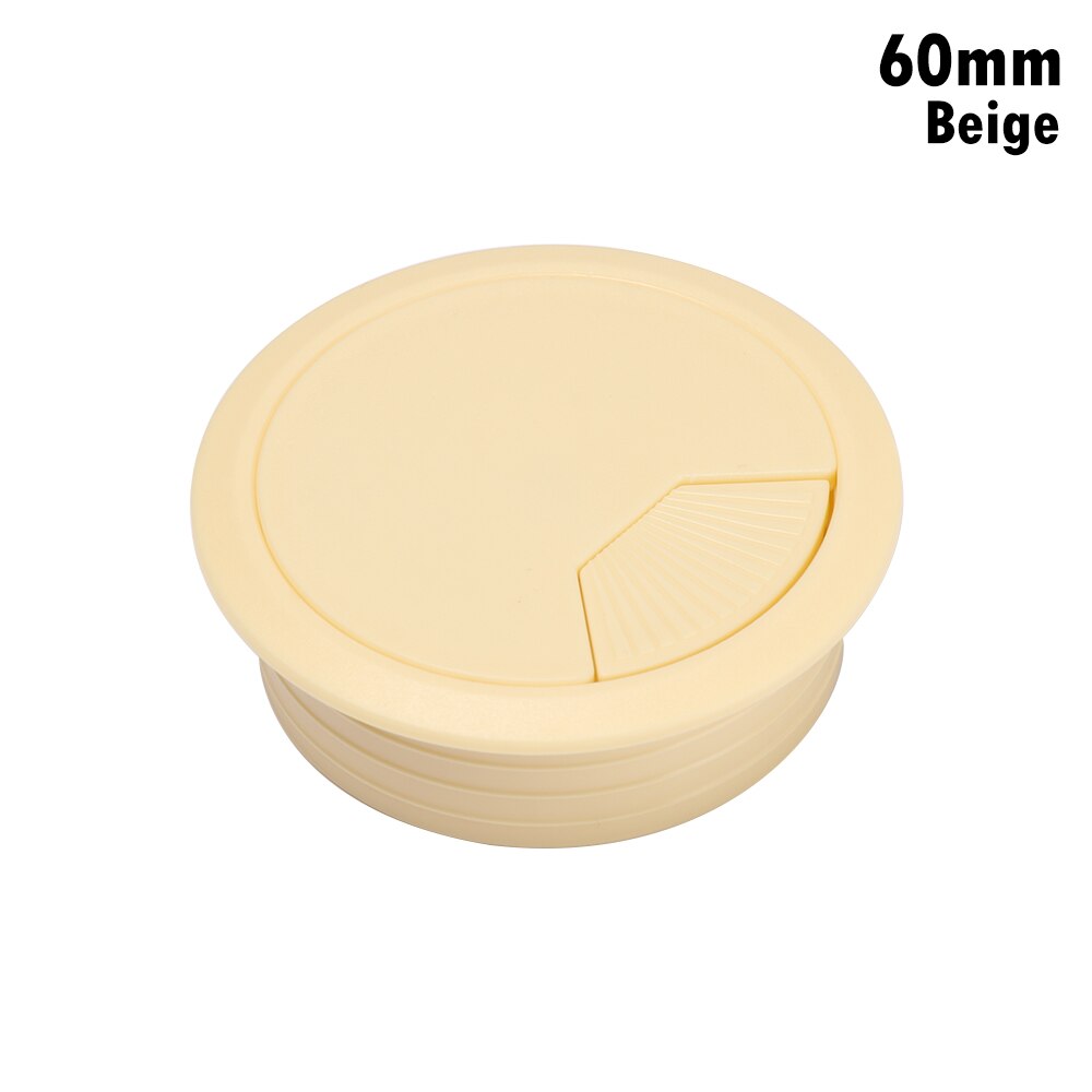 60/80mm Desk Table Plastic Cable Hole Cover PC Computer Desk Round Wire Tidy Grommet Desk Table Cable Fastener Cable Clamp: 60mm beige