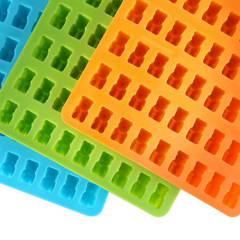 1pc 50 -reikäinen sarjakuva karhu silikoni muotti elintarvikekäyttöön silikonimuotti suklaa kumimainen karkkikakku muotti keittiö leivontatyökalut 19*13.7cm