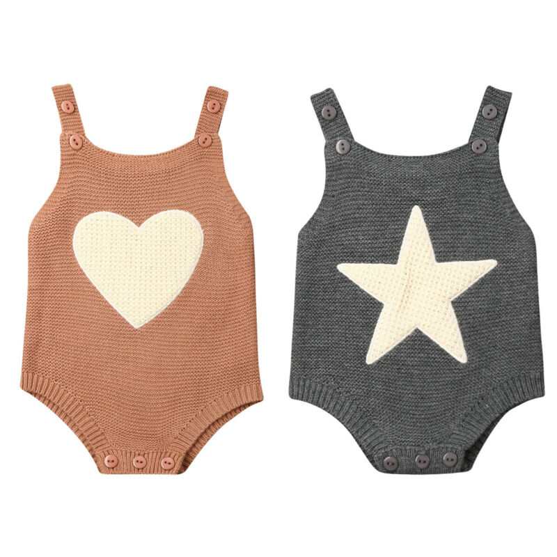 bébé printemps automne vêtements -né infantile bébé garçon fille tricoté body combinaison sans manches tenues coeur étoile vêtements