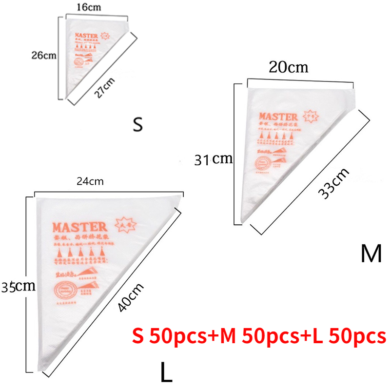 100/50/20 PCS Disposable Pastry Bag S/M/L Confectionery Bags Cake Cream Icing Fondant Decorating Kitchen Baking Piping Bag Tools: MULTI