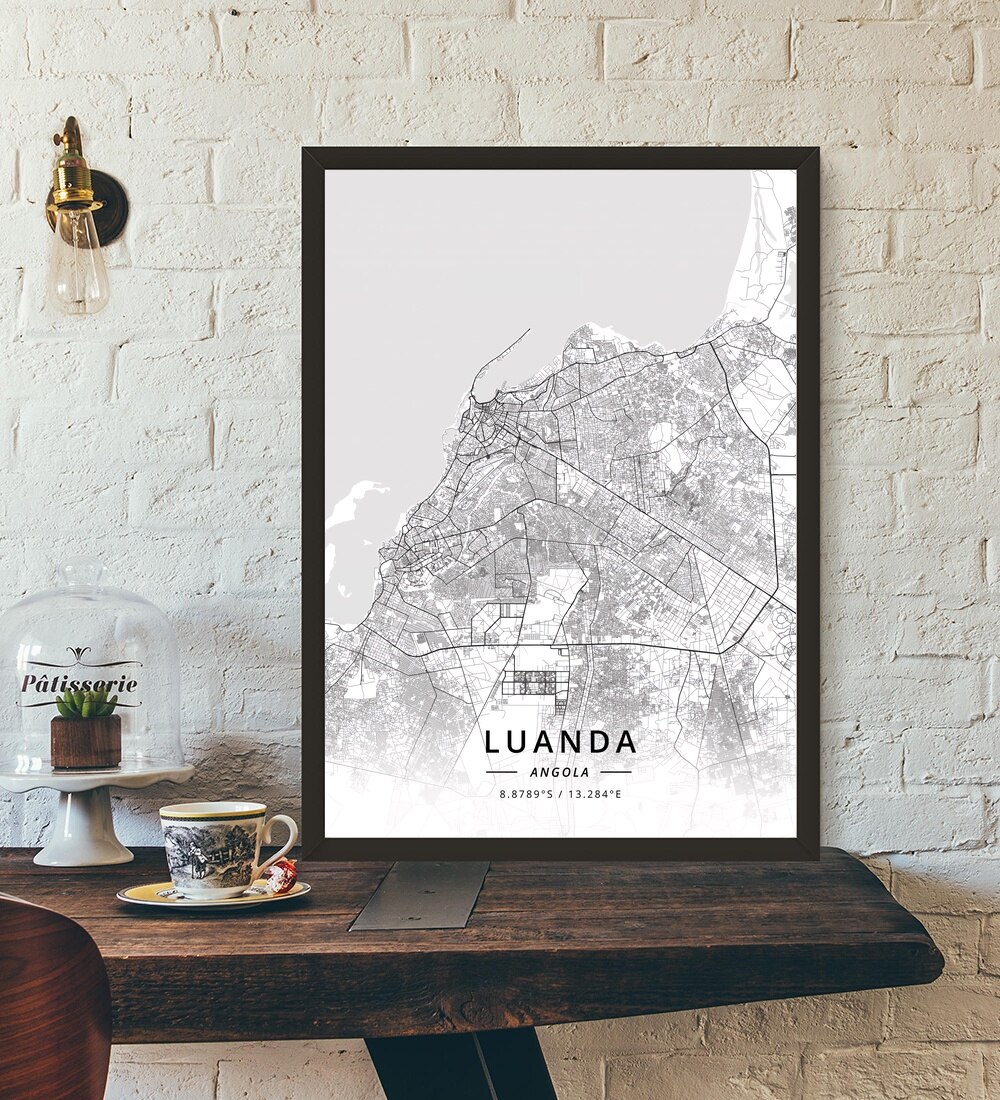 Luanda Angola Kaart Poster