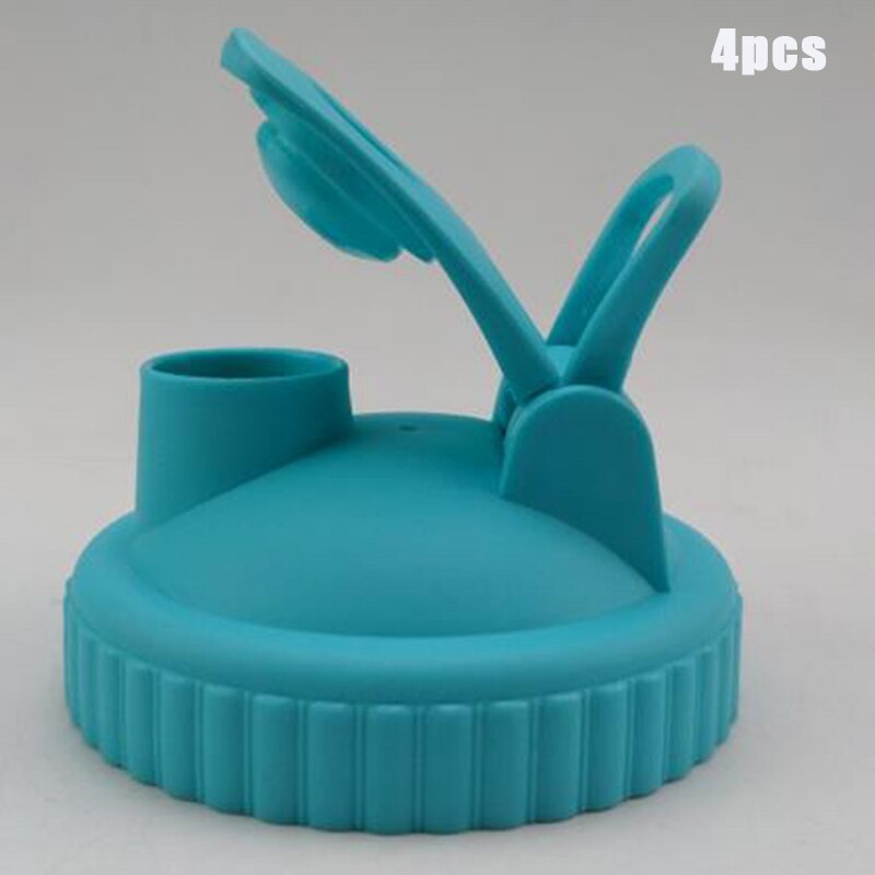 4 Pack of Flip Cap Mason Jar Lids with Leak-proof & Airtight Seal and Easy Pour Spout - Regular Mouth: light blue