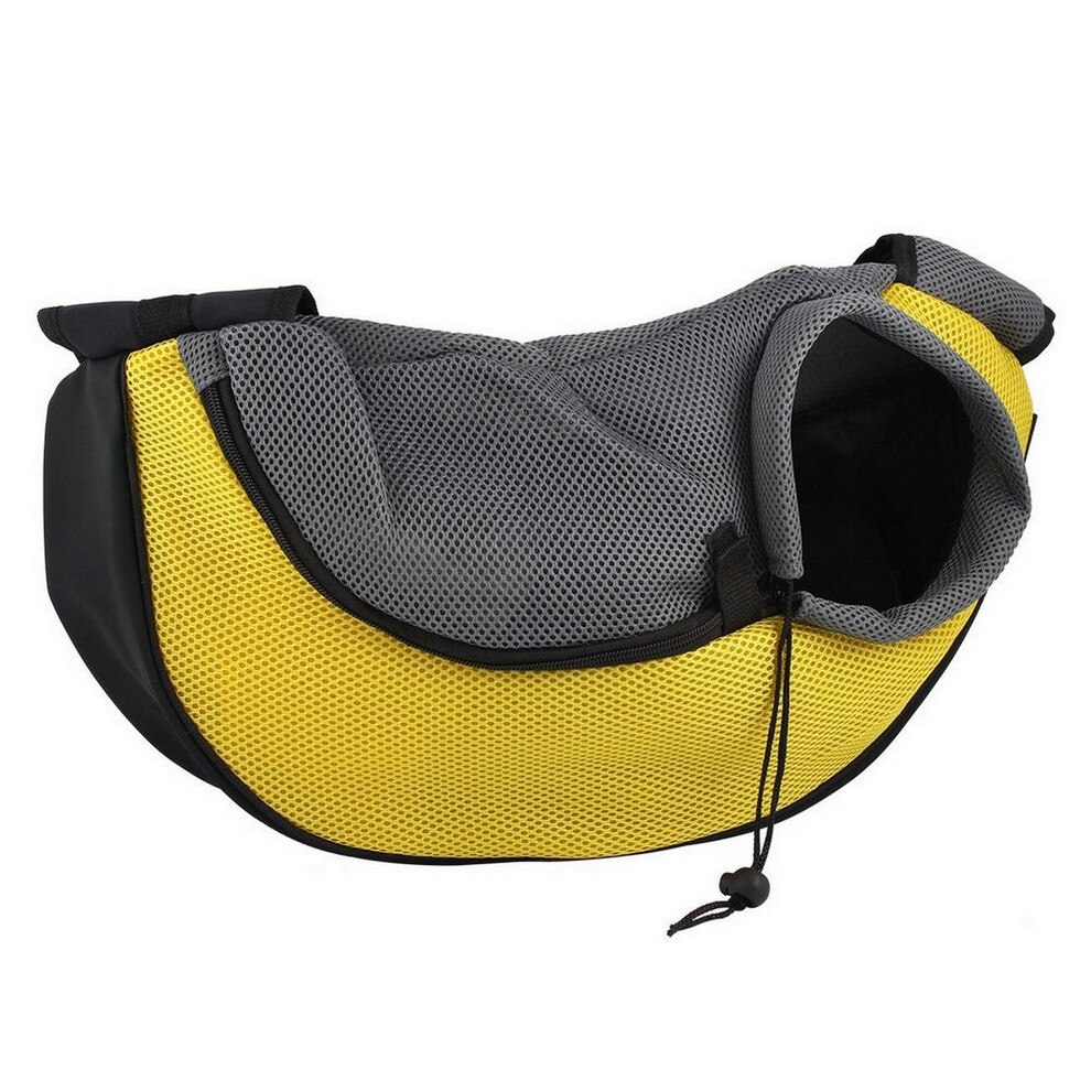 Pet Carrier Kat Puppy Dog Carrier Sling Voorzijde Mesh Reizen Tote Schoudertas Rugzak Siliconen Kom Door Epacket: Yellow without Bowl / L