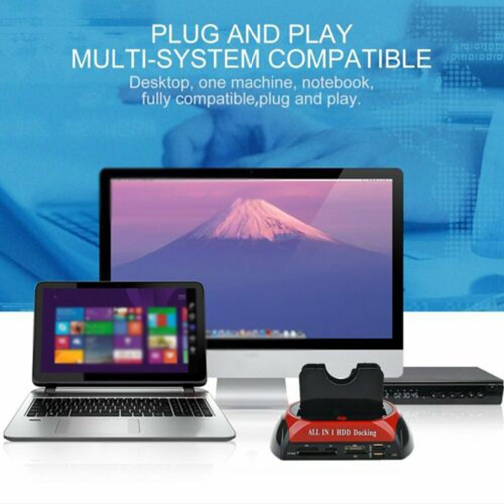 ONLENY Docking Station SATA IDE Dual USB 2.0 HDD Cloner Card Reader