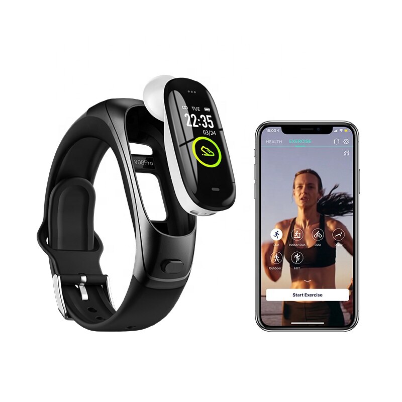 Smart watch talk band smart watch med bluetooth øretelefon trådløs, øretelefoner watch talkband med ce rohs fcc