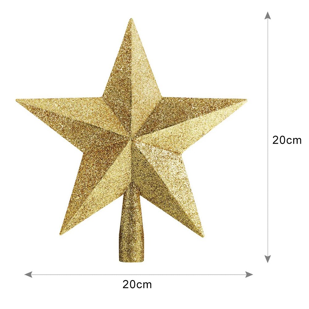 20cm stjärnigt julgranstopp glitter julgransdekoration för fest heminredning julgrans topp femkantig stjärna