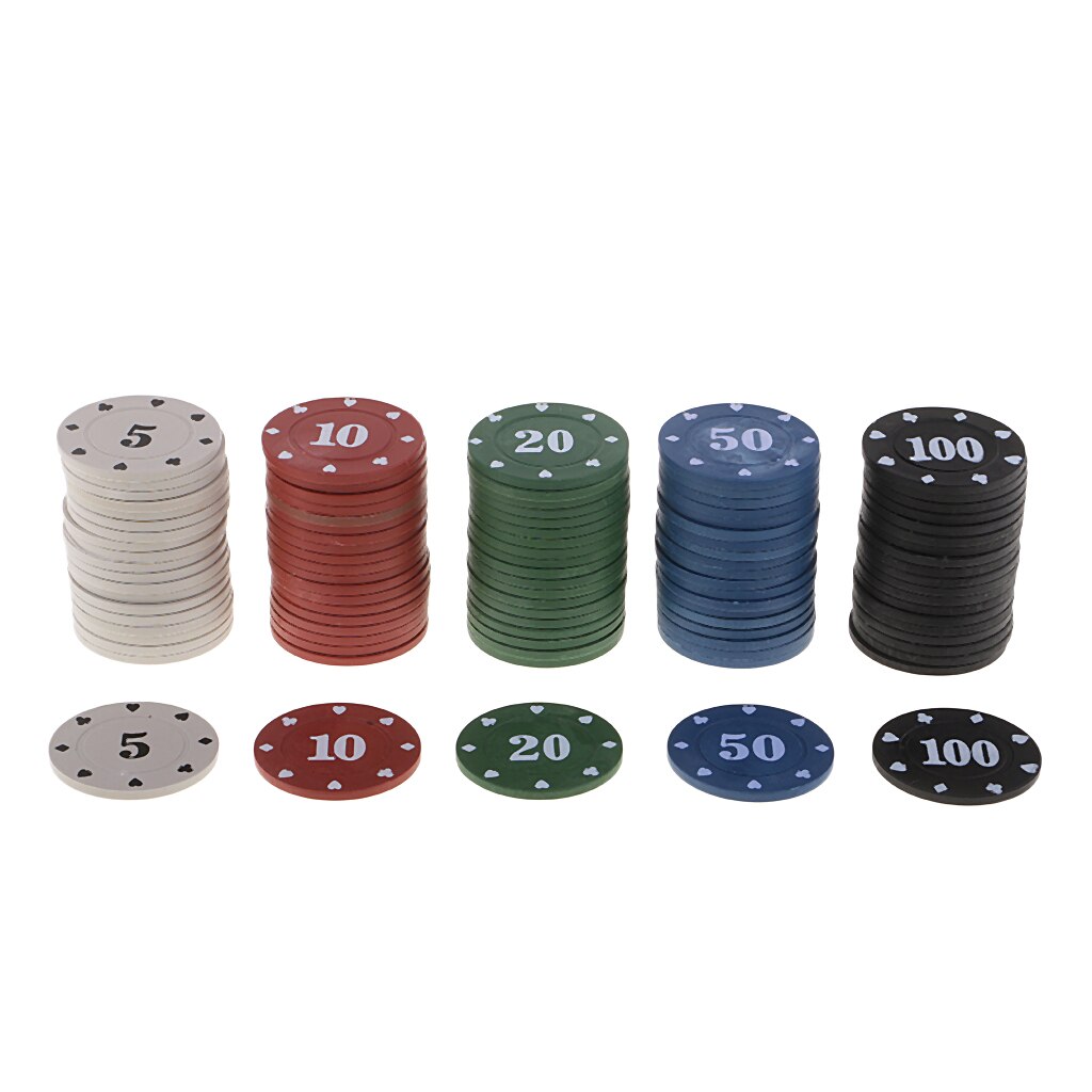 100 stück Assorted 5 10 20 50 100 Chips Tokens in Fall für Bord Glücksspiel