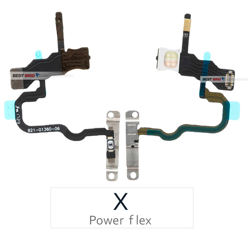 1pcs Power Flex Cable For iPhone X XR XS Max On Off Switch Volume Control With Metal Bracket Assembly: For X Power