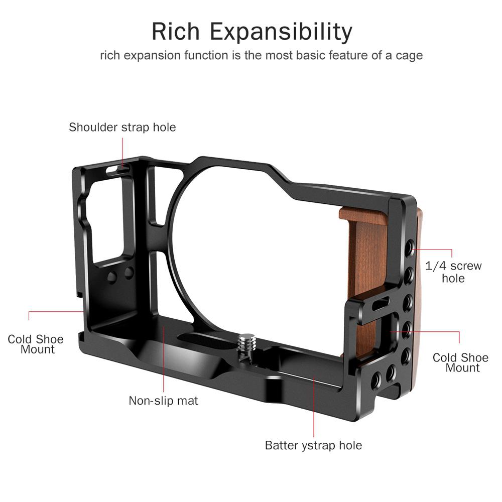 Xianjia Uurig Koude Shoe Mount Voor Canon G7X Mark Iii Camera C-G7XMarkIII Kooi Rig Frame Case Stabilizer Houten Handvat Hand grip