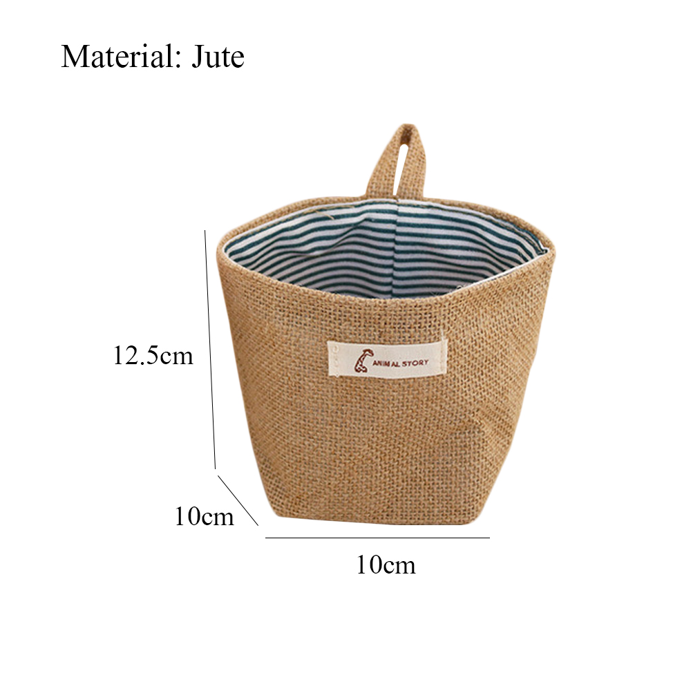 1Pc Linnen Katoen Stof Pouch Muur Deur Closet Opknoping Organizer Bag Desktop Opslag Mand Opknoping Opslag Container