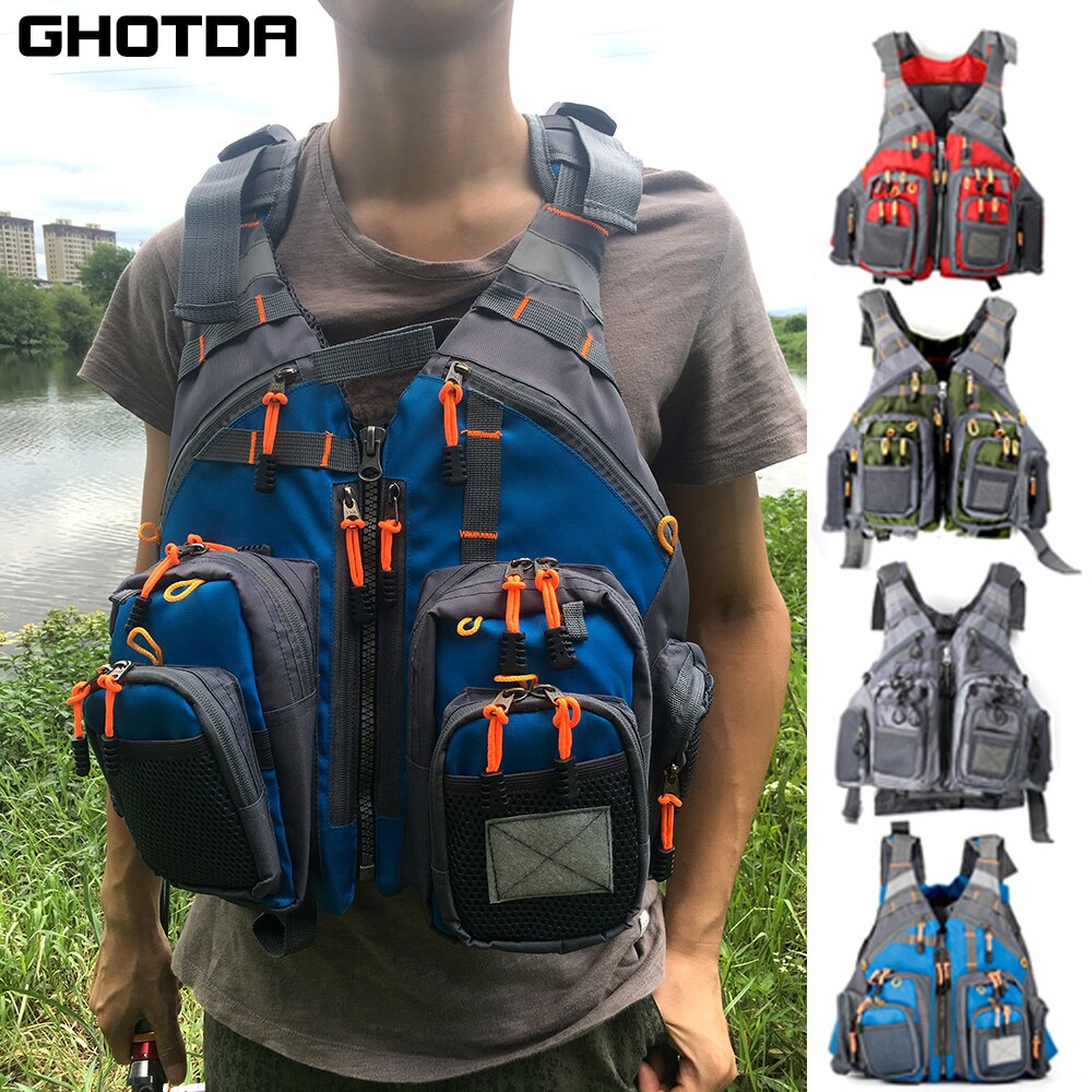 Outdoor Fishing Equipment Multi-pocket Fishing Jacket Swimming High Buoyancy Fishing Vest Multi-function Outdoor Photography