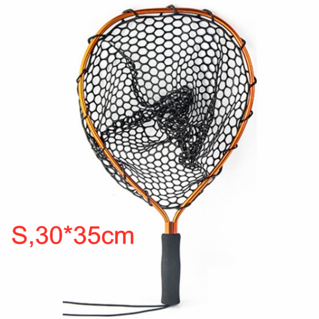 Red de pesca sencilla, accesorio de aleación de aluminio, retráctil, de goma, para mosca, PVA: S Orange