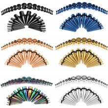 36PCS Ear Gauges Stretching Kit 14-00G Stainless Steel Ear Plugs Tunnels Flesh Tapers Set Stretcher Taper Set Dilataciones Oreja