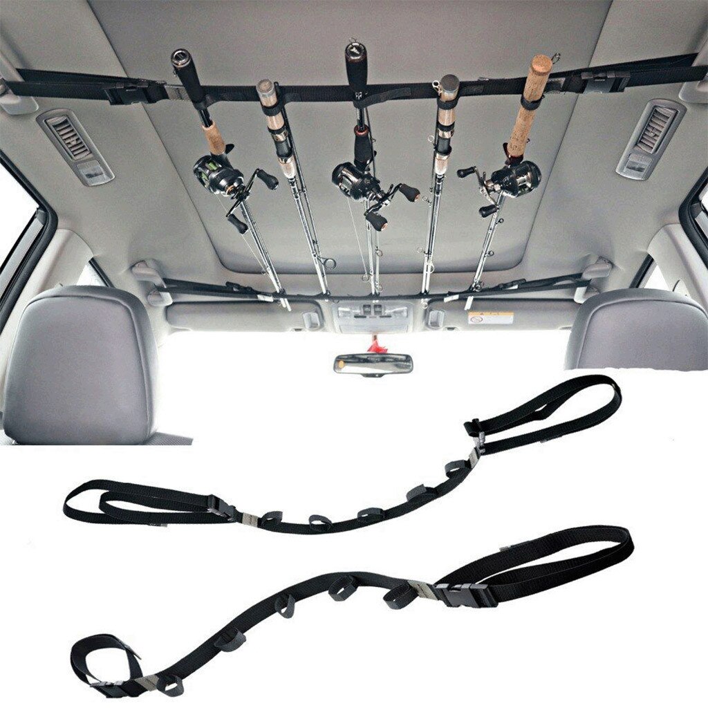Car Fishing Rod Strap Adjustable Rod Holder Car Save Space Vehicle Fishing Rod built-in Rack Carrier Stand X#2