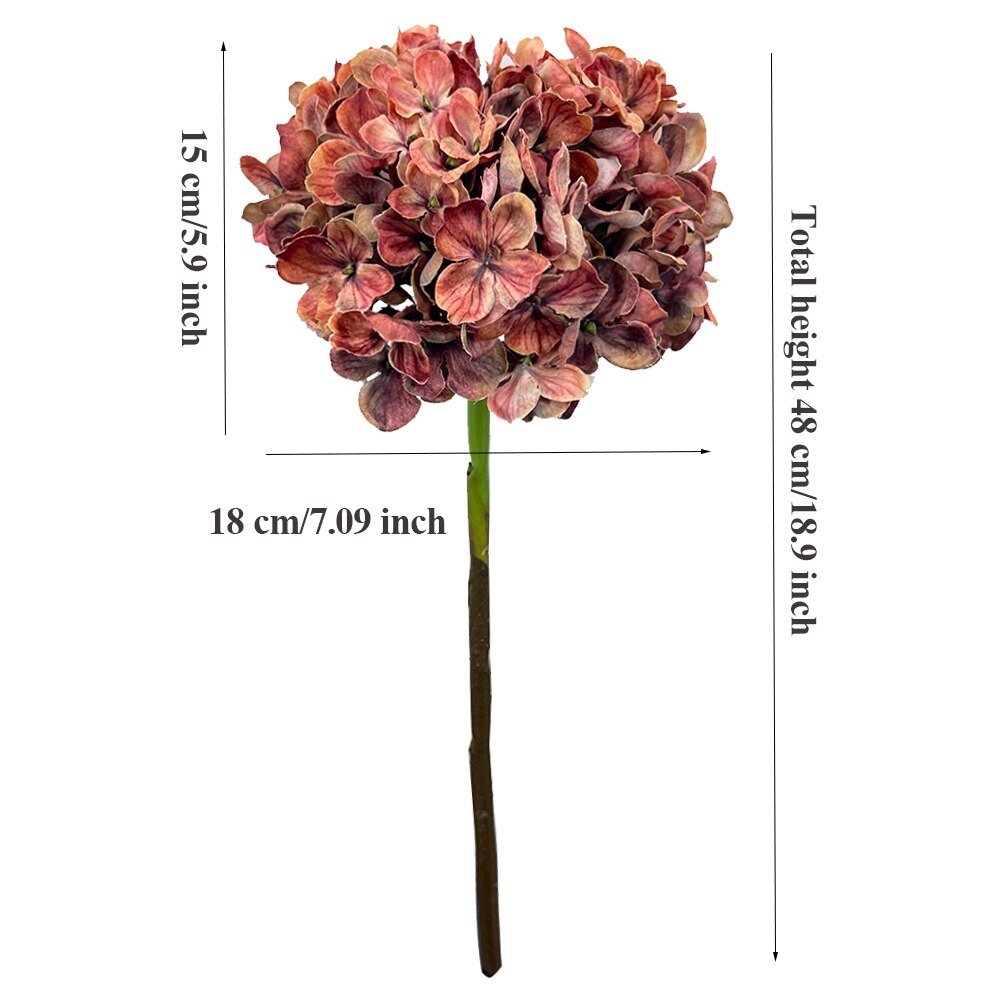 Flores artificiales de seda de hortensia grande, decoración de otoño, arreglo floral, suministros para el hogar y la boda