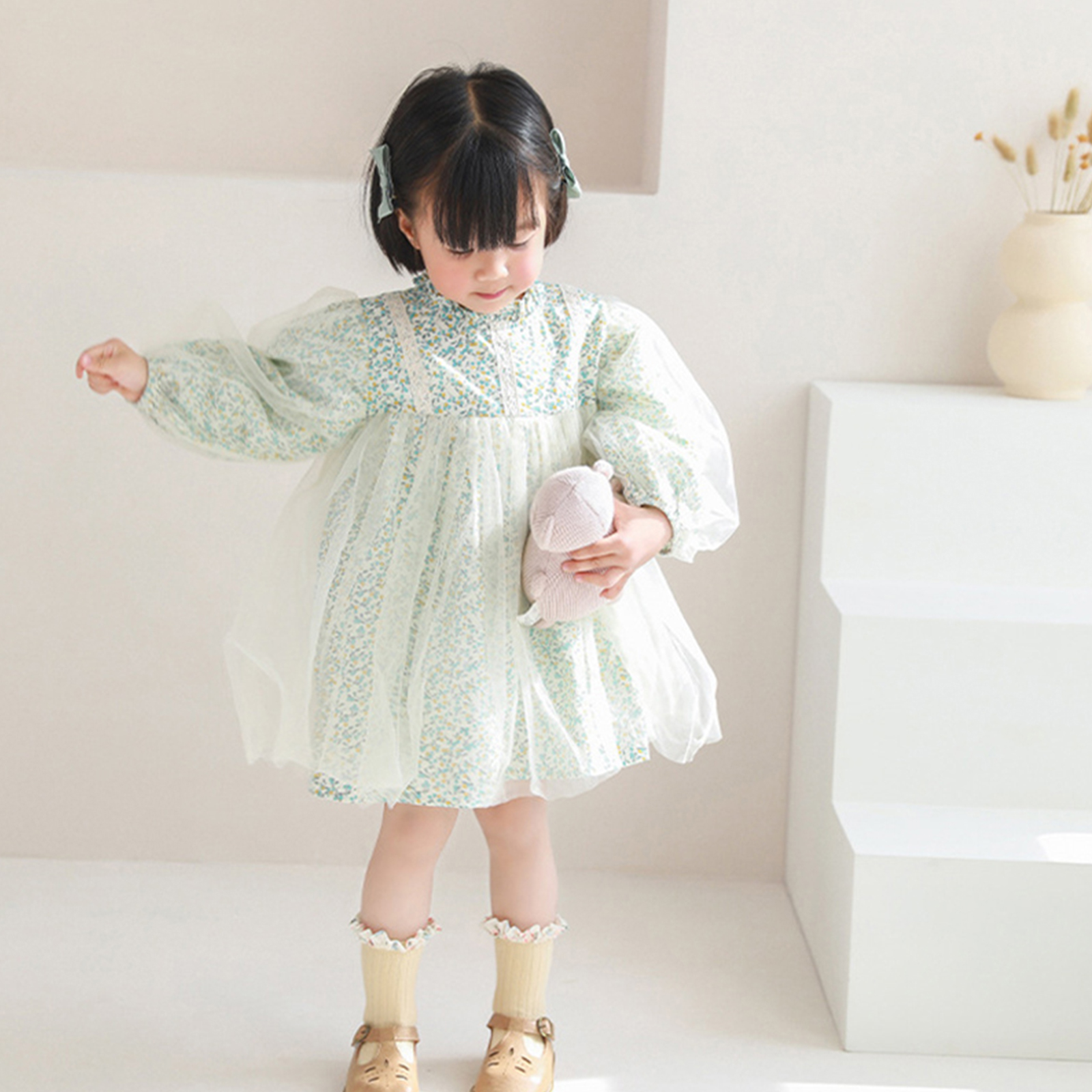 Calcetines de algodón peinado para niña, medias de tubo medio de encaje de princesa de gasa de estilo informal, accesorios para bebé, ropa para bebé, novedad de Primavera de 2022