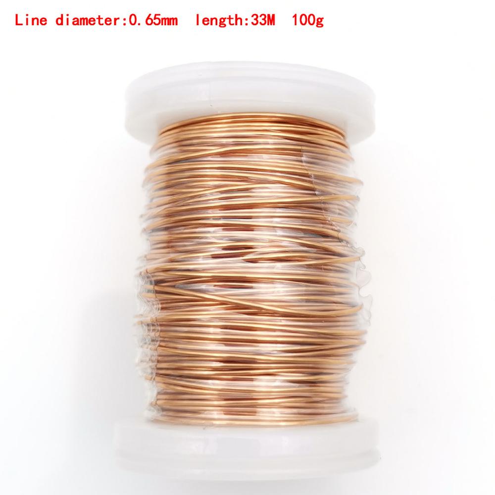 Qa -1-155 magnettråd 0.13mm 0.16/ 0.2 / 0.25mm 100g 2 uew emaljerad koppartråd magnetisk spolelindning elektromagnetisk induktion: 0.65mm 100g
