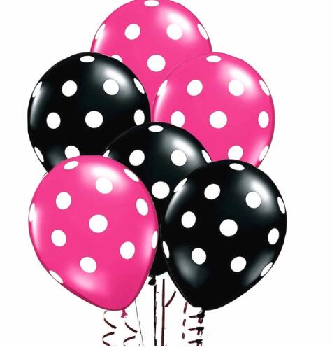 Ballons gonflables en Latex 24 pièces, 12 pouces, à pois, rouge et noir, ballon à Air pour fête pour enfants, pour cérémonie, pour anniversaire, pour bébés: black pink