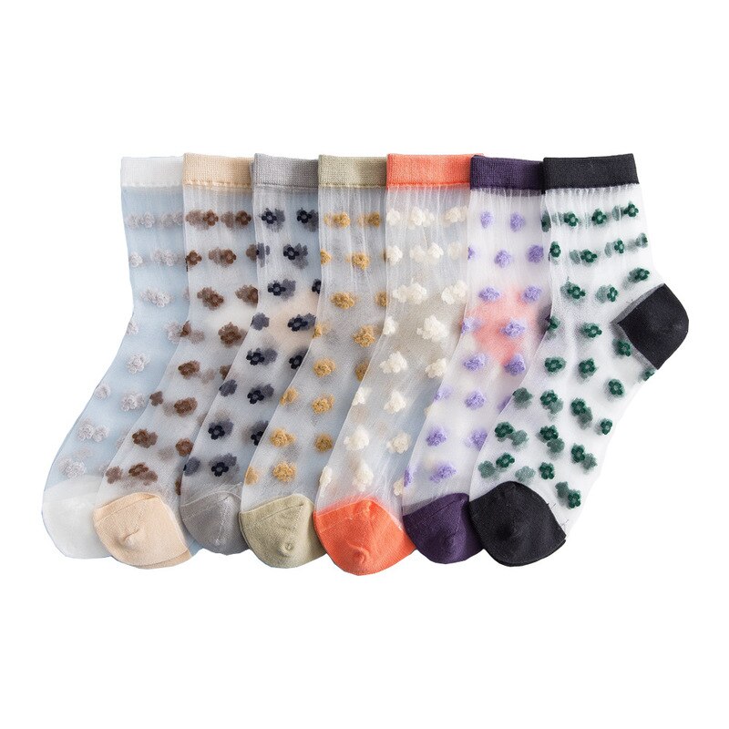 Women's Socks Summer Thin Silk Transparent Cotton Socks Harajuku Socks Women Thin Card Silk Lolita Invisible Socks Women