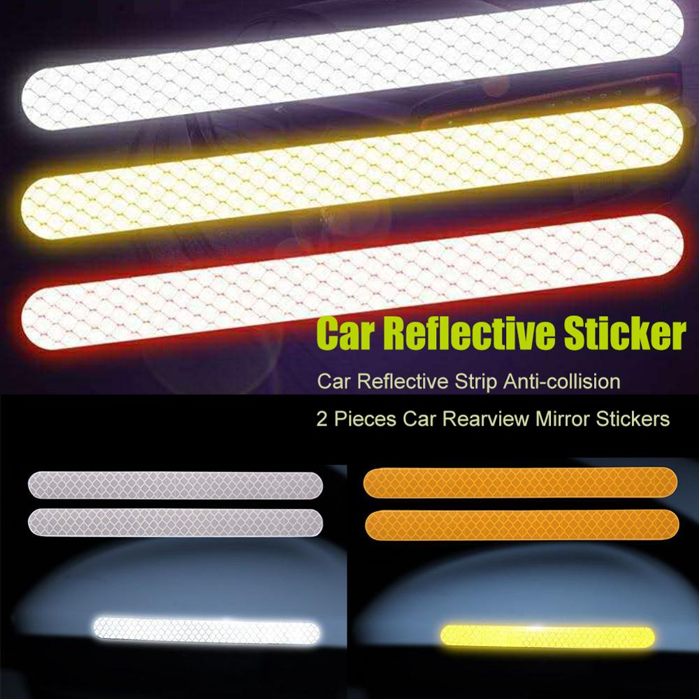 2pcs Car Rearview Mirror Stickers Universal Safety Mark Car Reflective Strip Waterproof Anti-collision Warning Tape Car-styling