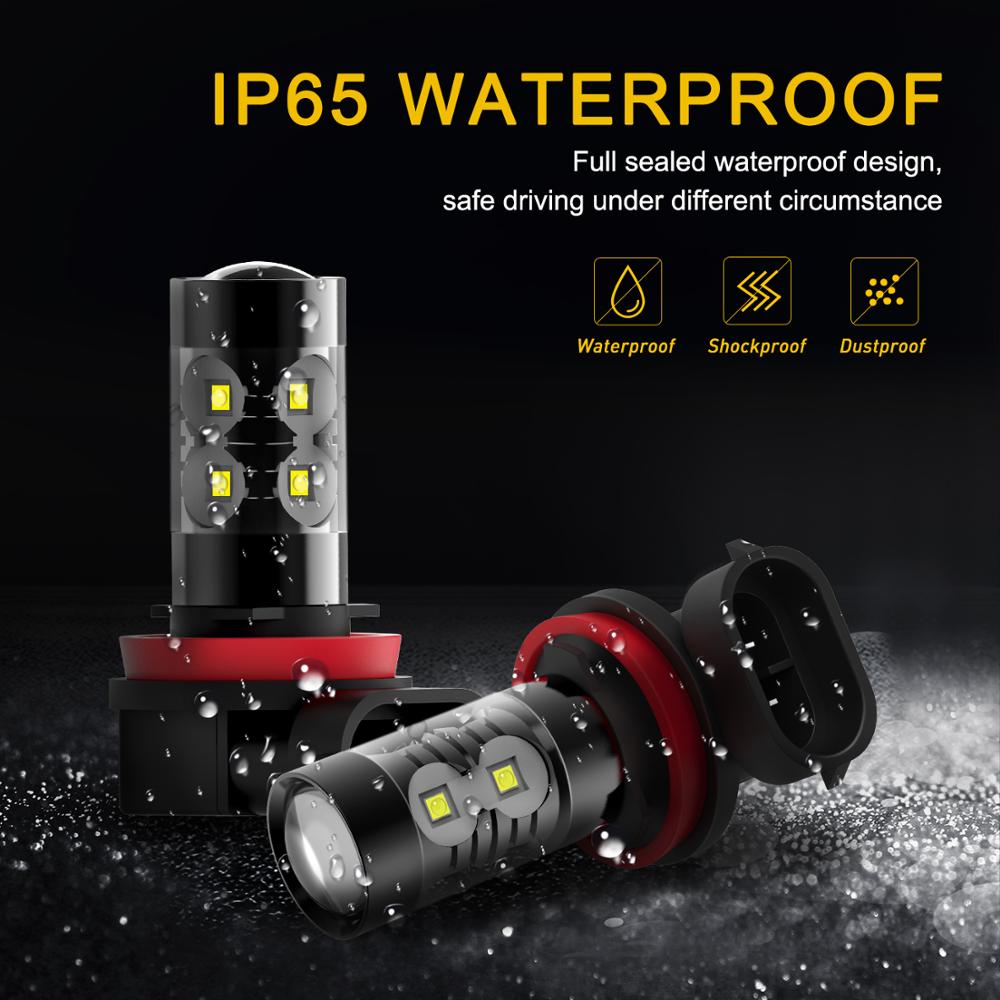 2x PSX24W LED H16 H10 H11 H8 Antibrouillard 9006 HB4 H7 Auto Ampoule 880 881 50W LED Ampoule Voiture Diurne DRL Lampe 6000K Blanc