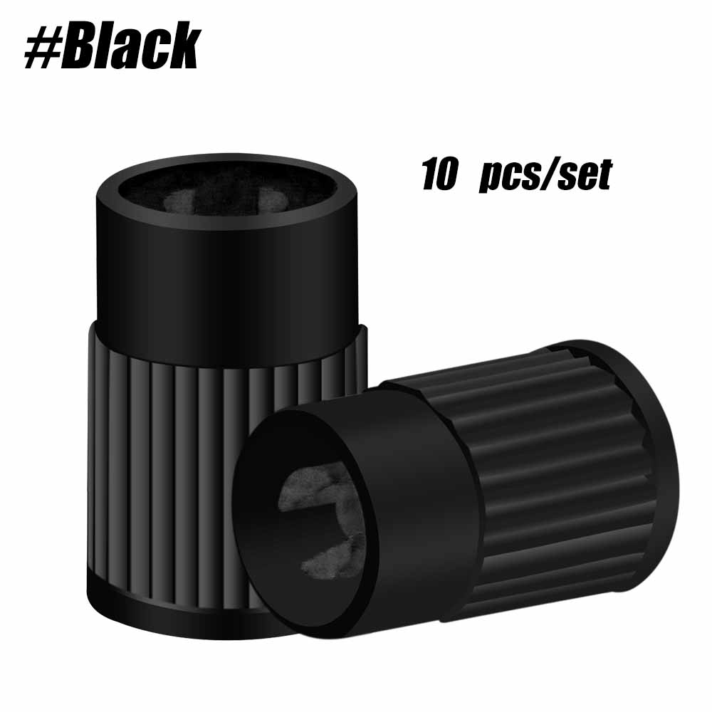 10pcs Tyre Valve Caps, Plastic Car Tire Stem Dust Covers Universal Valve Caps for Cars Trucks Motorcycles SUVs and Bikes: black