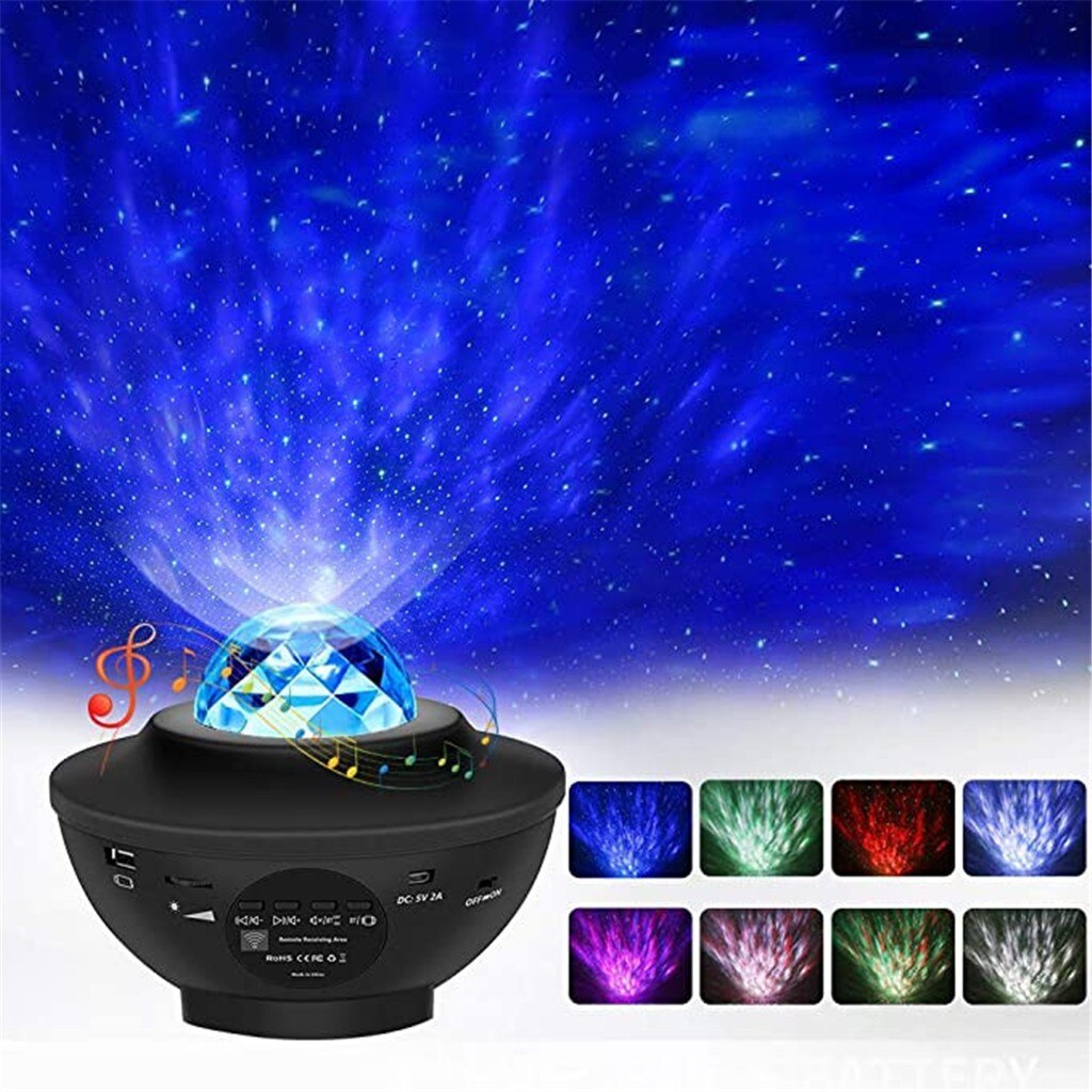 Colorful Starry Sky Projector Blueteeth USB Voice Control Music Player LED Night Light Romantic Projection Lamp Birthday: Default Title
