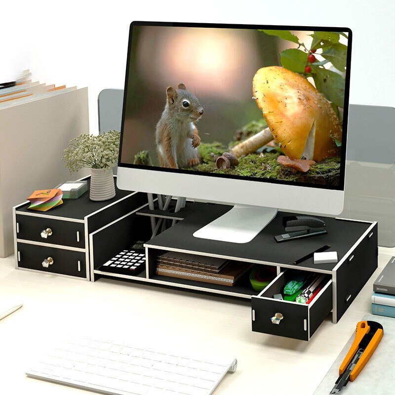 The Neck Guard Office Computer Monitor Elevated Display Screen Base Bracket Computer Rack Desktop Finishing Rack Storage Box