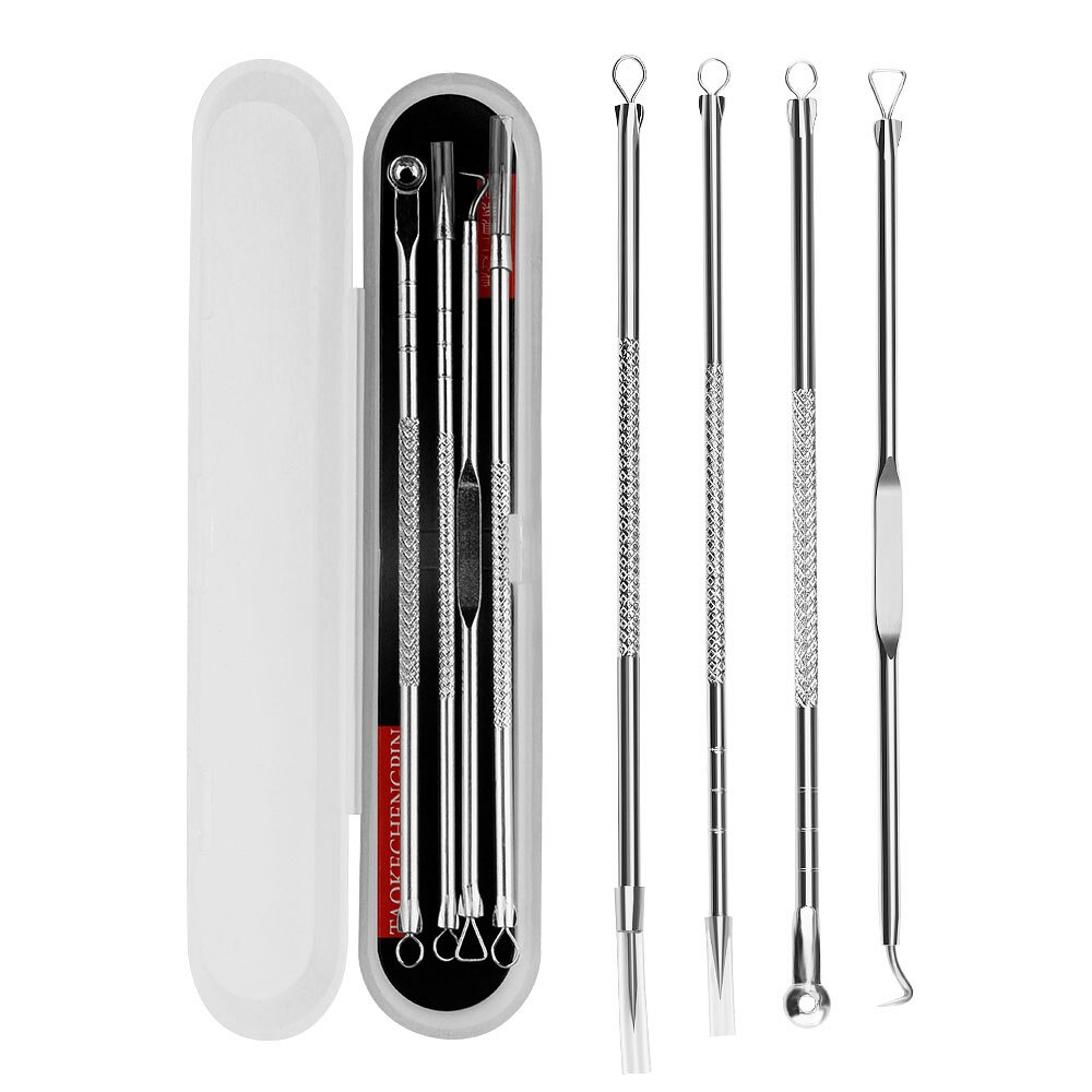 Electric Blackhead Remover Small Bubble Heated Facial Pores Clean USB Rechargeable Pore Vacuum Cleaner Pore Acne Pimple Remover: 4pcs Acne Needle