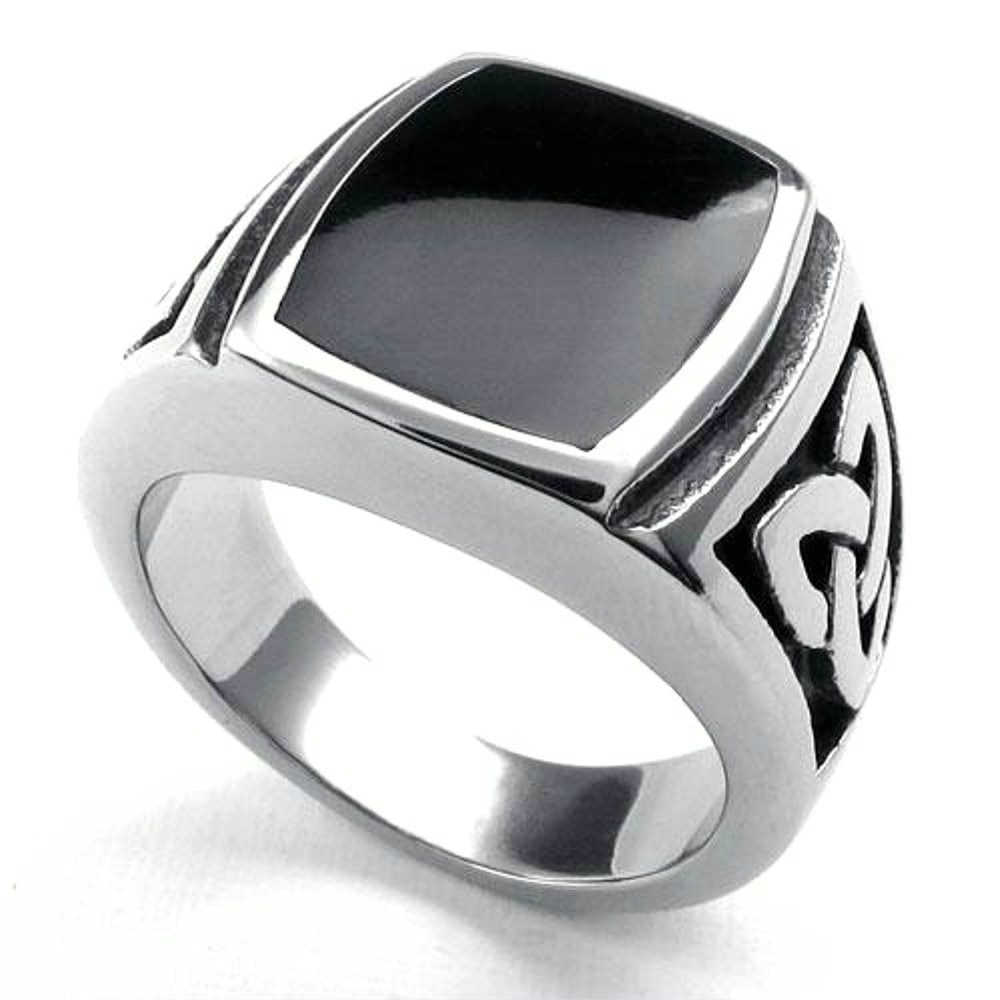 Smycken rostfritt stål ring knut signet smycken tung bred ring svart silver färg ring storlek 7 -15